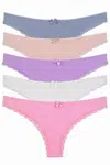 09652 Dewberry Womens Panties Brazillian 5 Pack Lycra Lace-MULTICOLOR