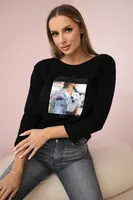 Blouse with Collage print black