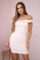 Shoulder dress with frills powder pink