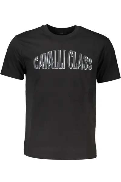 Čierne tričko CAVALLI CLASS s krátkym rukávom