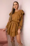 Dress with camel vertical ruffles