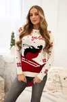 Ecru sweater with Christmas motif