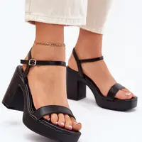 Boto Eko Kožené Sandále Na Opätku Čierne Lillita