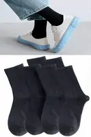 77603 Dewberry Set of 6 Pairs Tennis Length Plain Socks-BLACK