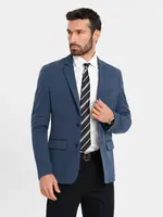 Ombre Elegant men's SLIM FIT jacket with rayon - dark blue