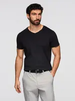 Ombre BASIC men's classic cotton T-shirt with a crew neckline - black
