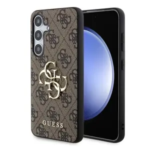 Zadní kryt Guess PU 4G Metal Logo pro  Samsung Galaxy S24+, hnědá