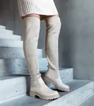 Gemre Beige long boots with elastic upper Daryla