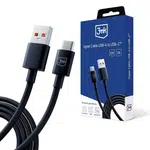 3mk Hyper Cable USB-A / USB-C 1.2m 3A, černá