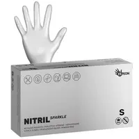 Nitrilové rukavice Espeon Nitril Sparkle - 100 ks, perleťové stříbrné, velikost S (100173) + dárek zdarma