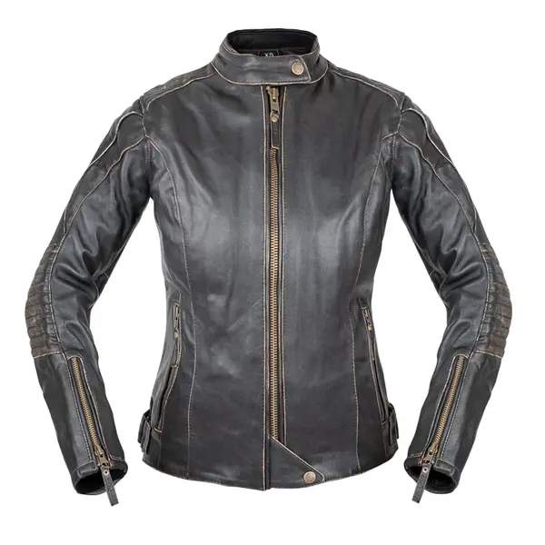 Dámská kožená moto bunda W-TEC Lecia hnědá XXL