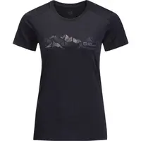 Jack Wolfskin CROSSTRAIL GRAPHIC T W Dámské funkční triko, černá, velikost