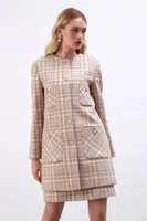 Gusto kostkovaný kaftan - béžový