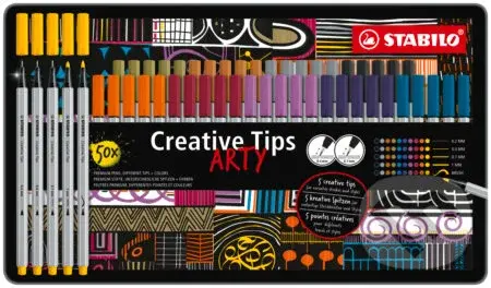 Kreatívny set - STABILO Creative Tips - ARTY - 50 ks sada v plechu