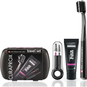 Curaprox Travel Set Black is White cestovná sada na zuby, jazyk a ďasná