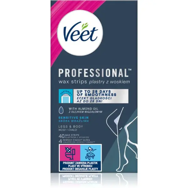Veet Professional Sensitive Skin voskové depilačné pásiky pre citlivú pokožku 40 ks
