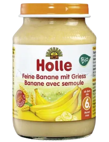 HOLLE bio detská desiata Jemné banány s krupicou 190 g