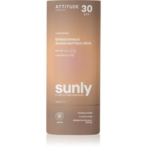 Attitude Sunly Tinted Face Stick minerálny krém na opaľovanie v tyčinke SPF 30 20 g
