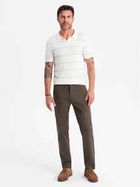 Ombre Men's REGULAR FIT chino pants with fine texture - brown