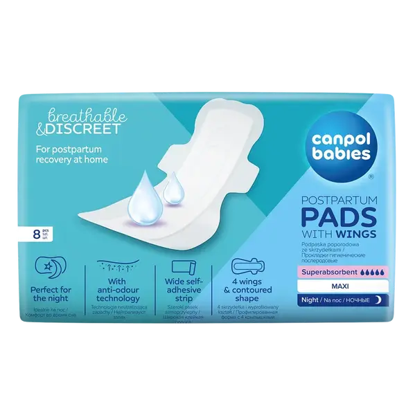 CANPOL BABIES Popôrodné vložky s krídelkami nočné 8 ks