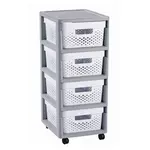 Regál Curver Infinity Dots 4x11L se zásuvkami bílošedý