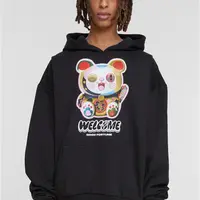 Men's Welcome Cat Ulrta Heavy Oversize Hoodie Black