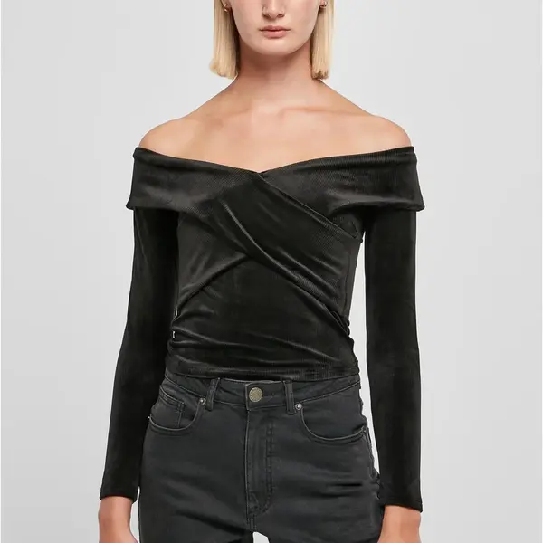 Women's velvet long sleeves with crossed ribs