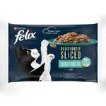 Felix Deliciously Sliced kapsičky pre mačky losos, tuniak, treska, platesa v želé 4x80 g