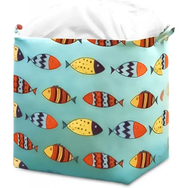 Livefy kôš na hračky / bielizeň Fishy 50x40x45 cm, tyrkysový