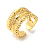 Brass Micro Pave Cubic Zirconia Open Cuff Rings