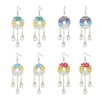 Glass Beaded Ring with Teardrop Dangle Earrings