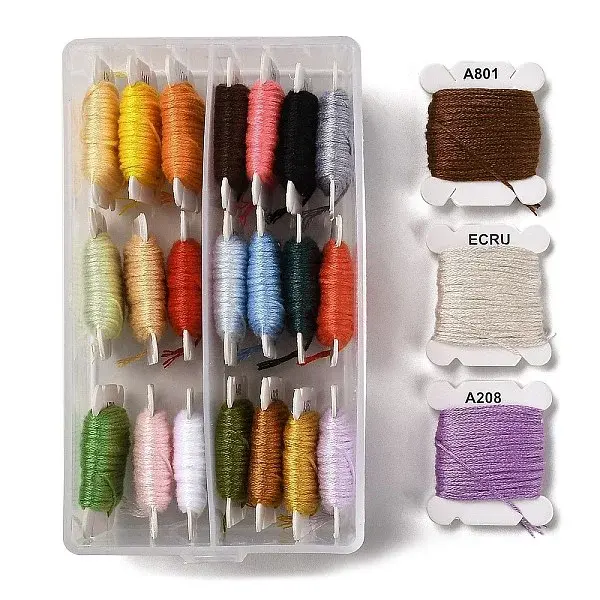 24 Cards 24 Colors 6-Ply Polyester Embroidery Floss