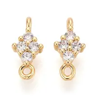 Brass Pave Clear Cubic Zirconia Connector Charms