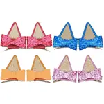 4 Pairs 4 Colors Glitter Bowknot Cat Ear Cloth Alligator Hair Clips