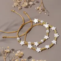 2Pcs Brass Round Beades Braided Bead Bracelets for Women