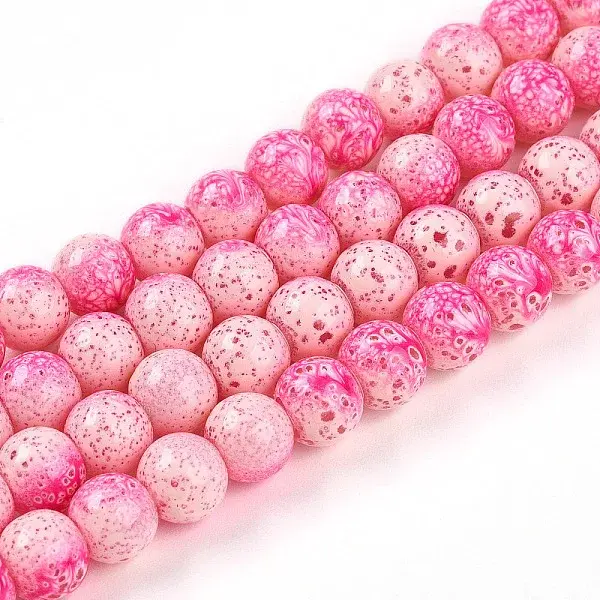 Transparent Baking Painted Glass Beads Strands
