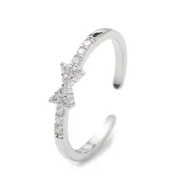 Clear Cubic Zirconia Bowknot Open Cuff Ring