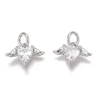 Brass Micro Pave Clear Cubic Zirconia Charms