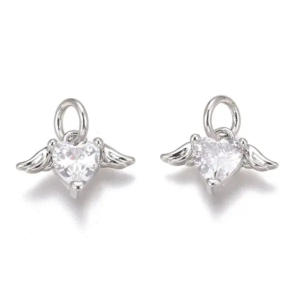 Brass Micro Pave Clear Cubic Zirconia Charms