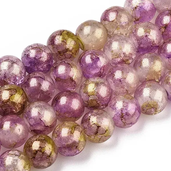 Baking Paint Crackle Glass Bead Strands