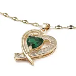 Heart Light Gold Brass Micro Pave Cubic Zirconia Pendant Necklaces
