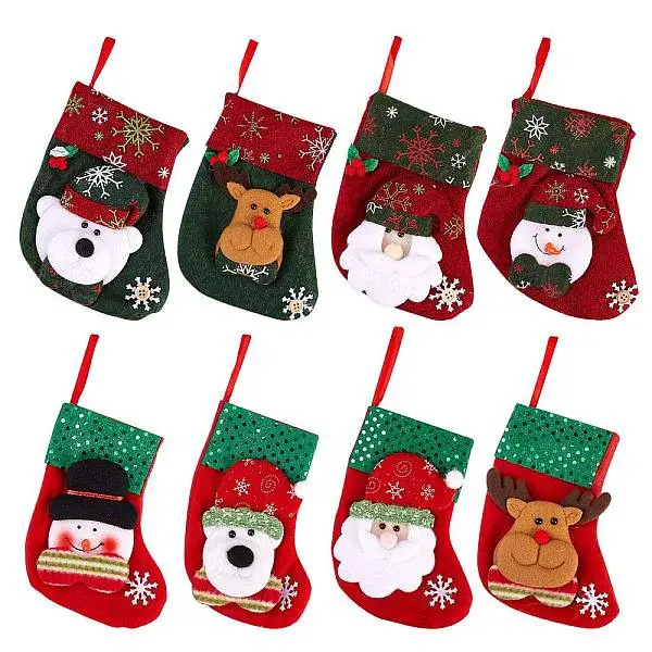8Pcs Cloth Christmas Stockings Sets