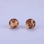 Printed Round with Leopard Print Pattern Silicone Focal Beads