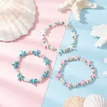 3Pcs Synthetic Turquoise & Natural Freshwater Shell Beads Stretch Bracelets for Women