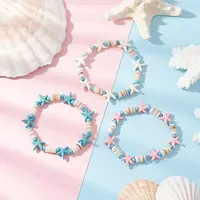 3Pcs Synthetic Turquoise & Natural Freshwater Shell Beads Stretch Bracelets for Women