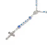 Glass Pearl & Acrylic Rosary Bead Necklace