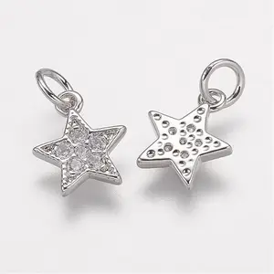 Brass Micro Pave Grade AAA Cubic Zirconia Charms