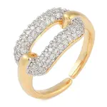Oval Brass Micro Pave Clear Cubic Zirconia Finger Ring