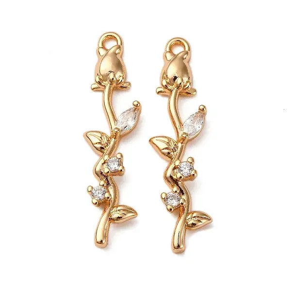 Brass Micro Pave Clear Cubic Zirconia Pendants