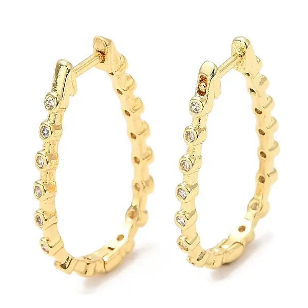 Rack Plating Brass Teardrop Hoop Earrings with Cubic Zirconia